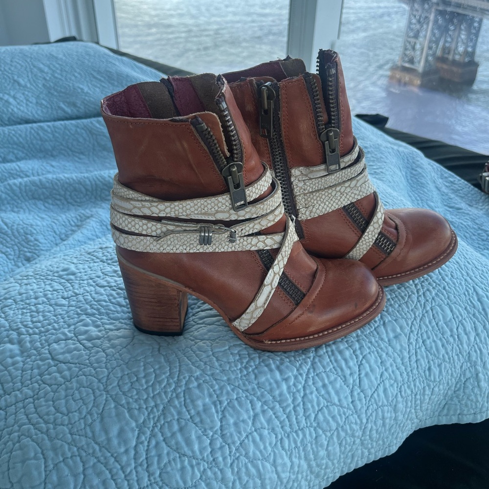 freebird Brown Leather Ankle Boots Balboa 8